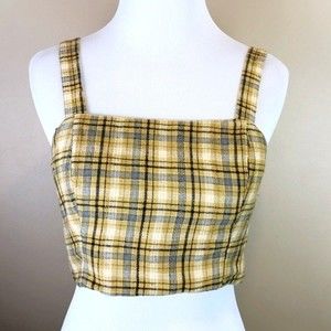 NWT Yellow Plaid American Eagle Cropped Tank Top